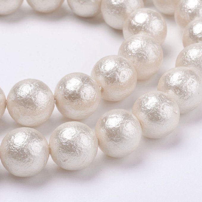 Perle nacrée aspect rugeux diamètre 10mm couleur blanche 