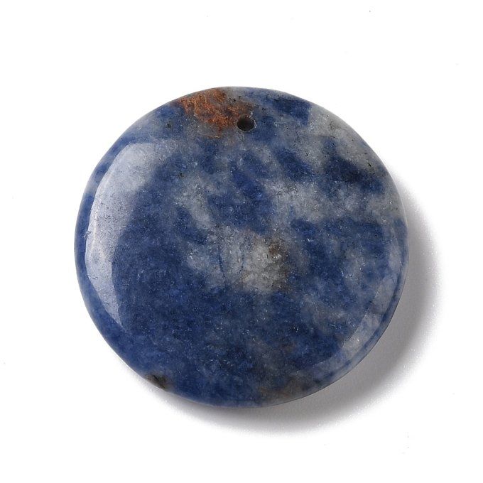 Pendentif en Jaspe taches bleues  naturelle  ,rond/plat  30x6~7.5mm (x1) 