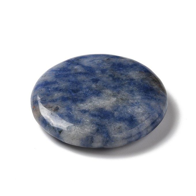 Pendentif en Jaspe taches bleues  naturelle  ,rond/plat  30x6~7.5mm (x1) 