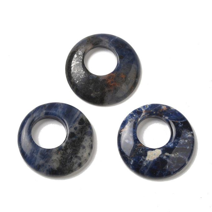 Pendentif en Sodalite  naturelle  ,disque/beignet 27.5~28x4.5~5.5mm (x1) 