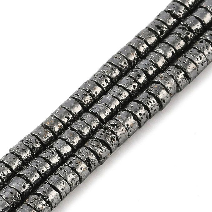 Perles Heishi en hématite (non magnétique) rond plat   4x2mm  plaqué gris anthracite (x1 chapelet) 