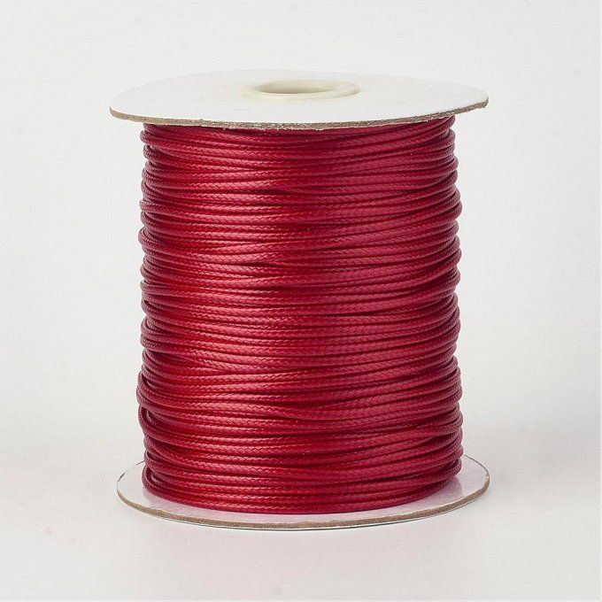 Fil polyester ciré  Ø 2mm rouge foncé