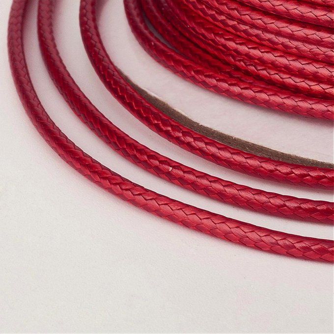 Fil polyester ciré  Ø 2mm rouge foncé